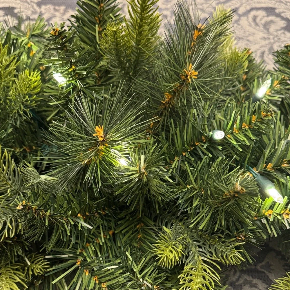 Green Holiday Garland with Lights